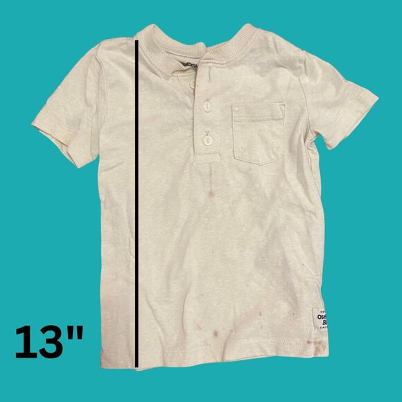OshKosh B’gosh Toddler Boys Beige Henley Short Sleeve Tee (Size 2T) - Picture 3 of 7